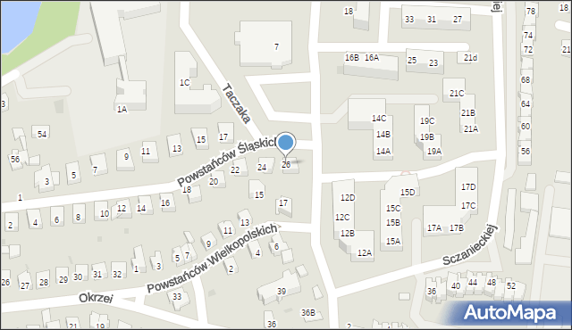 Gorzów Wielkopolski, Powstańców Śląskich, 26, mapa Gorzów Wielkopolski