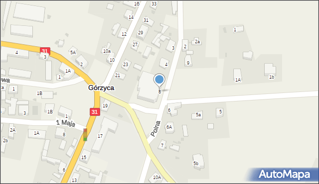 Górzyca, Polna, 8, mapa Górzyca