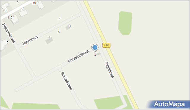 Grabin, Porzeczkowa, 1, mapa Grabin