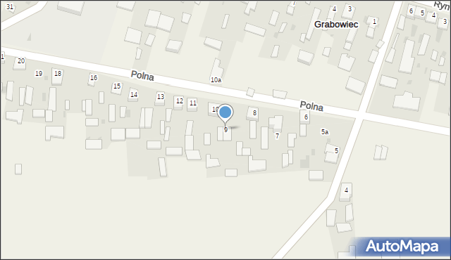 Grabowiec, Polna, 9, mapa Grabowiec