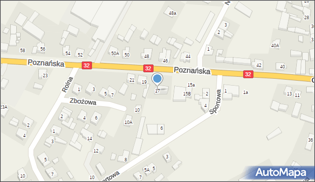 Granowo, Poznańska, 17, mapa Granowo