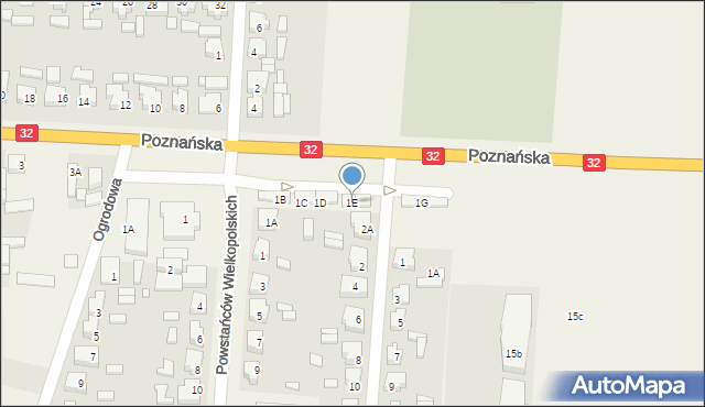 Granowo, Poznańska, 1E, mapa Granowo