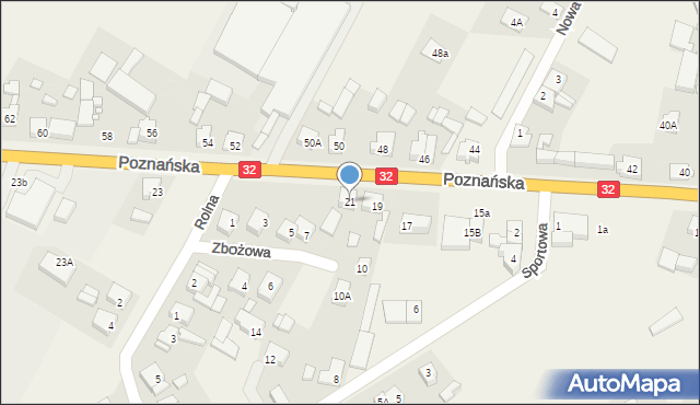 Granowo, Poznańska, 21, mapa Granowo