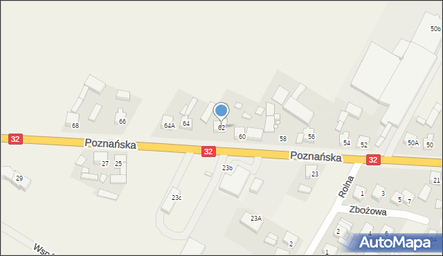 Granowo, Poznańska, 62, mapa Granowo