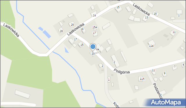 Gródek, Podgórna, 13, mapa Gródek