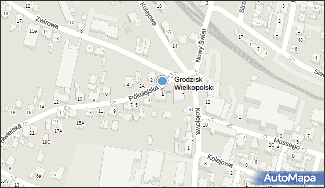 Grodzisk Wielkopolski, Półwiejska, 1, mapa Grodzisk Wielkopolski