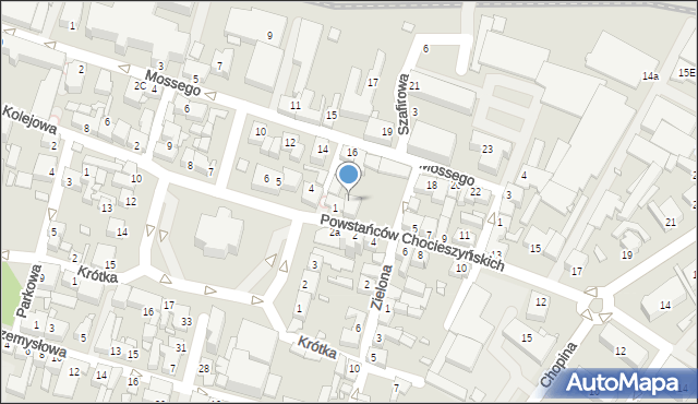 Grodzisk Wielkopolski, Powstańców Chocieszyńskich, 1a, mapa Grodzisk Wielkopolski