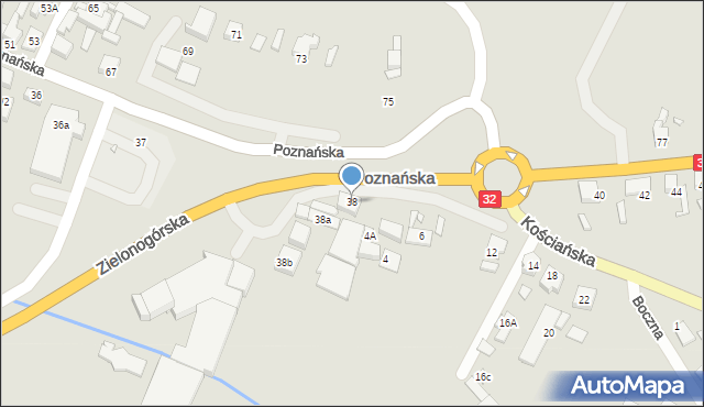 Grodzisk Wielkopolski, Poznańska, 38, mapa Grodzisk Wielkopolski