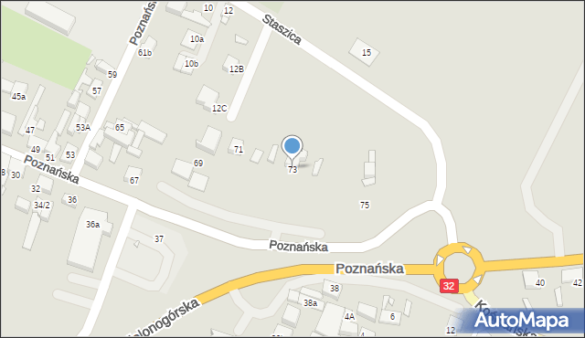 Grodzisk Wielkopolski, Poznańska, 73, mapa Grodzisk Wielkopolski