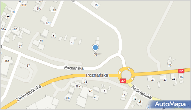 Grodzisk Wielkopolski, Poznańska, 75, mapa Grodzisk Wielkopolski