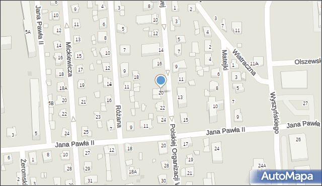 Grójec, Polskiej Organizacji Wojskowej, 20, mapa Grójec