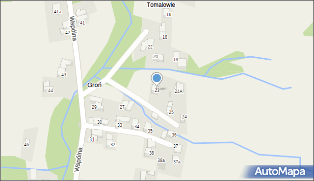 Groń, Podhalańska, 23, mapa Groń