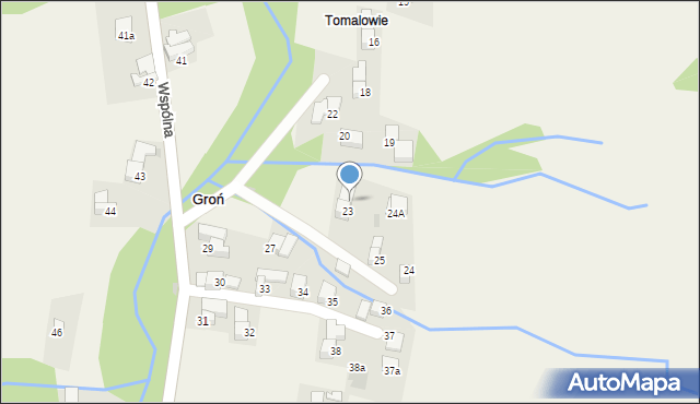 Groń, Podhalańska, 23A, mapa Groń