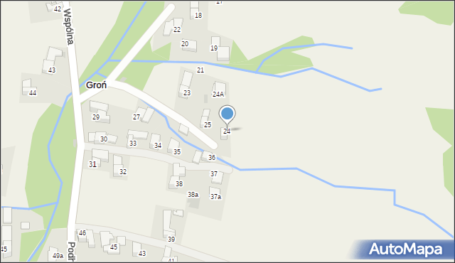 Groń, Podhalańska, 24, mapa Groń