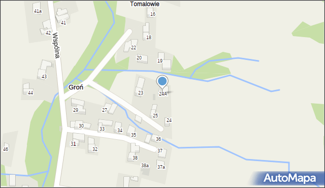 Groń, Podhalańska, 24A, mapa Groń