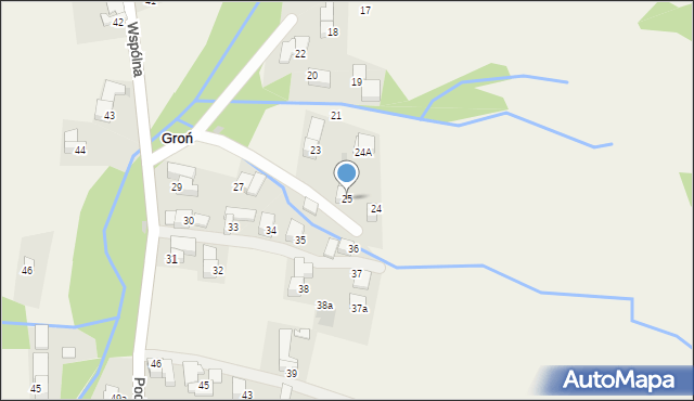 Groń, Podhalańska, 25, mapa Groń