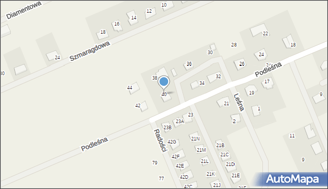 Grzędzice, Podleśna, 40, mapa Grzędzice