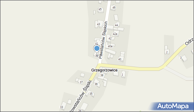 Grzegorzowice, Powstańców Śląskich, 39, mapa Grzegorzowice