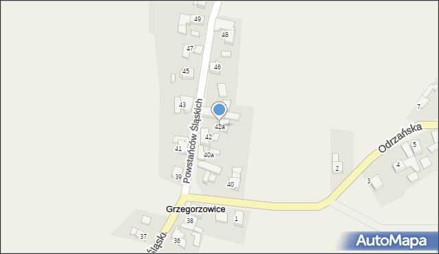 Grzegorzowice, Powstańców Śląskich, 42a, mapa Grzegorzowice