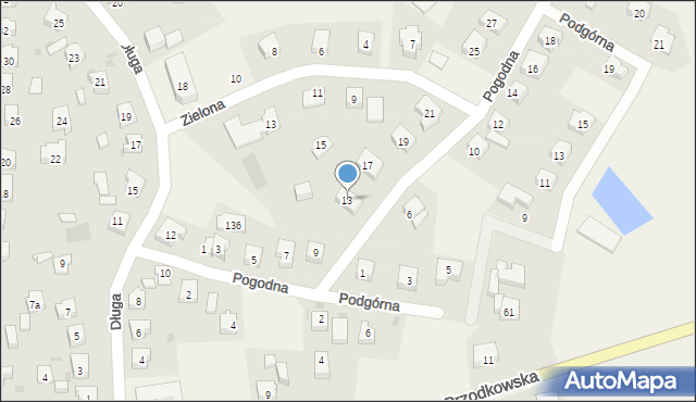 Grzybno, Pogodna, 13, mapa Grzybno