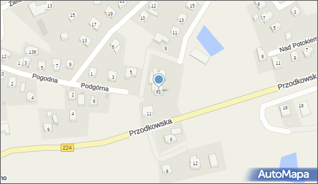 Grzybno, Pogodna, 61, mapa Grzybno