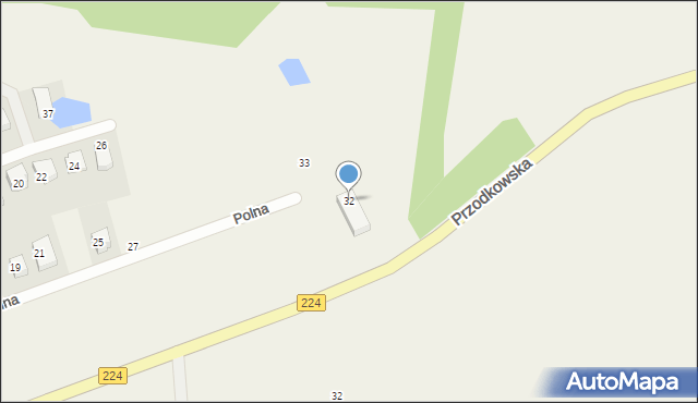 Grzybno, Polna, 32, mapa Grzybno