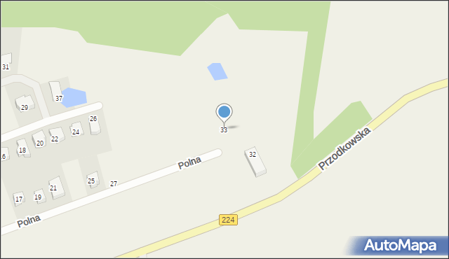 Grzybno, Polna, 33, mapa Grzybno