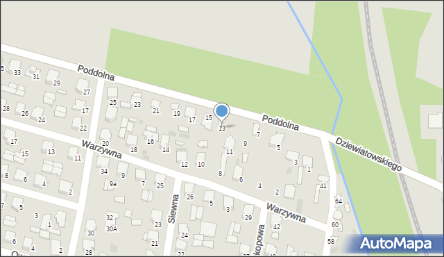 Hajnówka, Poddolna, 13, mapa Hajnówka
