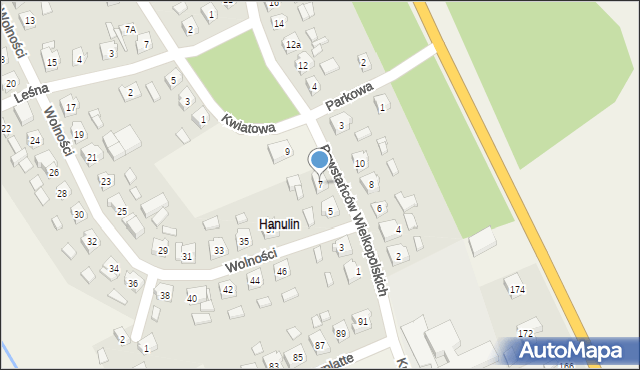 Hanulin, Powstańców Wielkopolskich, 7, mapa Hanulin