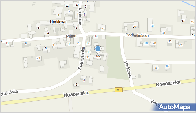 Harklowa, Podhalańska, 10a, mapa Harklowa