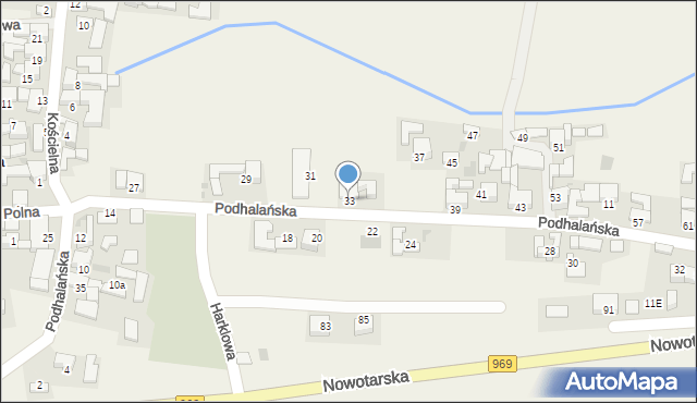 Harklowa, Podhalańska, 33, mapa Harklowa