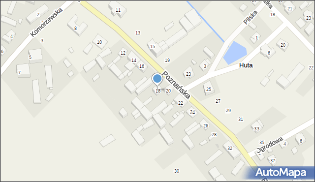 Huta, Poznańska, 18, mapa Huta