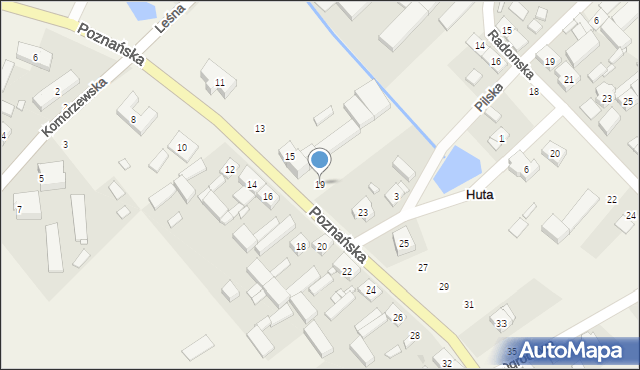 Huta, Poznańska, 19, mapa Huta