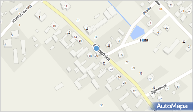 Huta, Poznańska, 20, mapa Huta