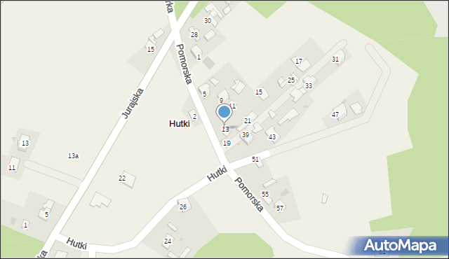 Hutki, Pomorska, 13, mapa Hutki