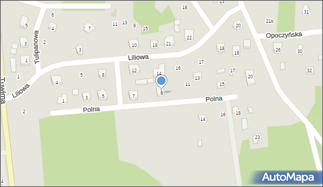 Inowłódz, Polna, 9, mapa Inowłódz