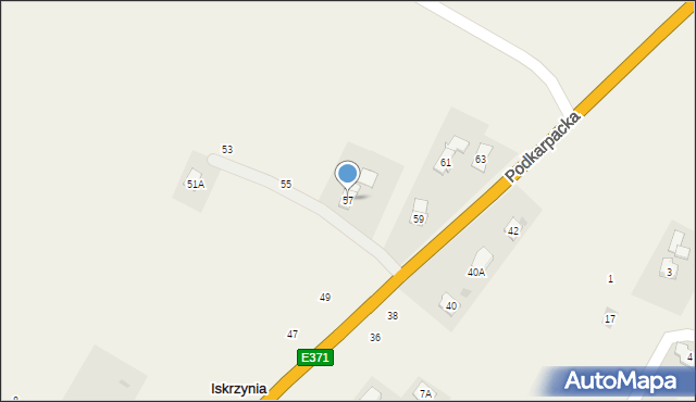 Iskrzynia, Podkarpacka, 57, mapa Iskrzynia