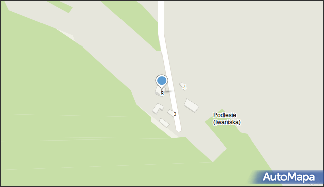 Iwaniska, Podlesie, 8, mapa Iwaniska