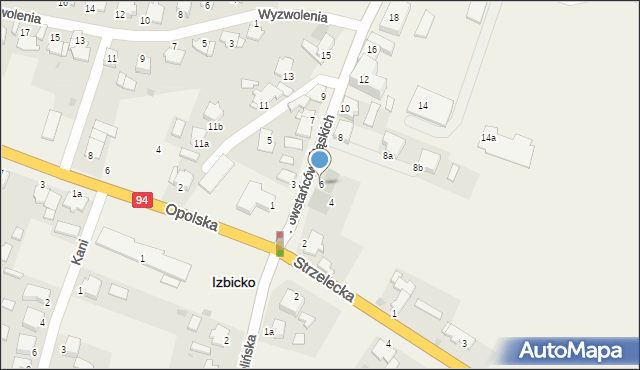 Izbicko, Powstańców Śląskich, 6, mapa Izbicko