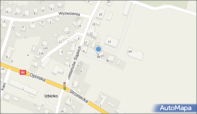 Izbicko, Powstańców Śląskich, 8a, mapa Izbicko