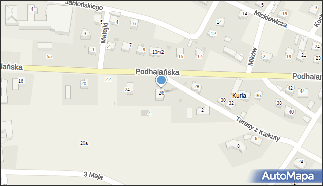 Jabłonka, Podhalańska, 26, mapa Jabłonka