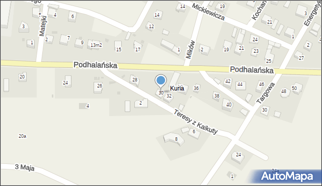 Jabłonka, Podhalańska, 30, mapa Jabłonka