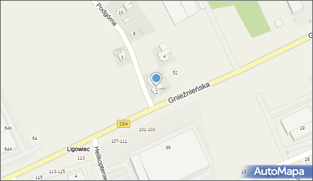 Janikowo, Podgórna, 2, mapa Janikowo