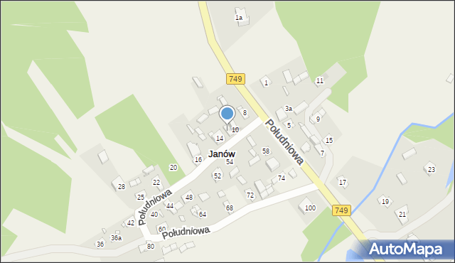 Janów, Południowa, 13, mapa Janów