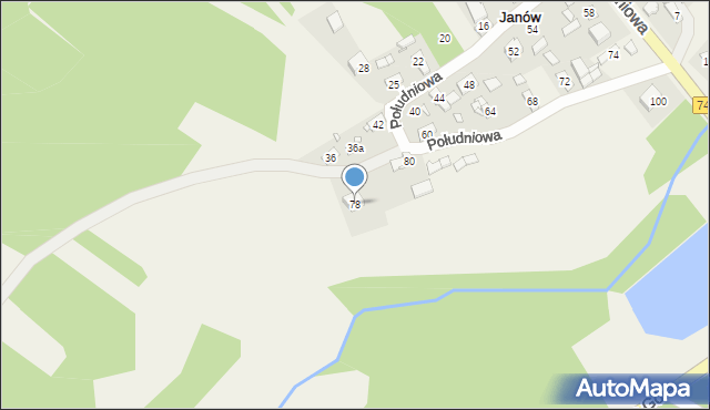 Janów, Południowa, 78, mapa Janów