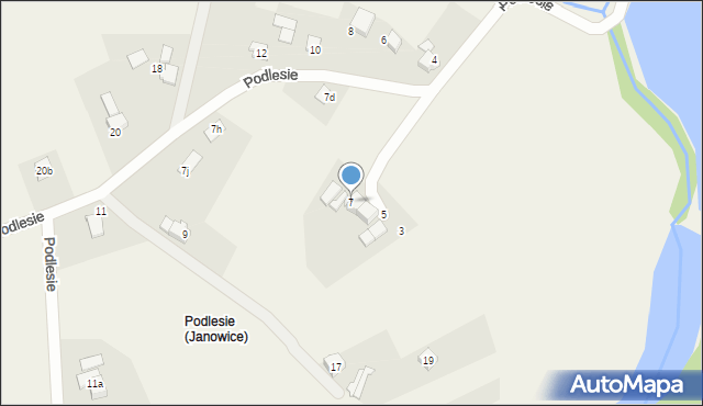 Janowice, Podlesie, 7, mapa Janowice