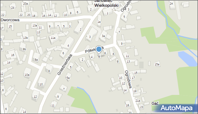 Janowiec Wielkopolski, Półwiejska, 6, mapa Janowiec Wielkopolski