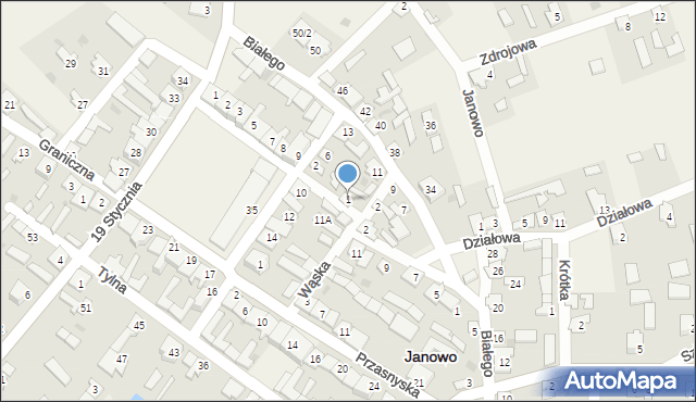 Janowo, Poprzeczna, 1, mapa Janowo