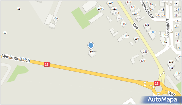 Jarocin, Powstańców Wielkopolskich, 37, mapa Jarocin