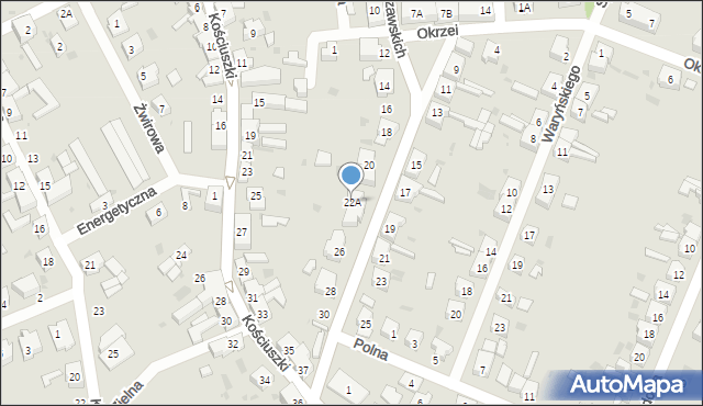 Jasień, Powstańców Warszawskich, 22A, mapa Jasień